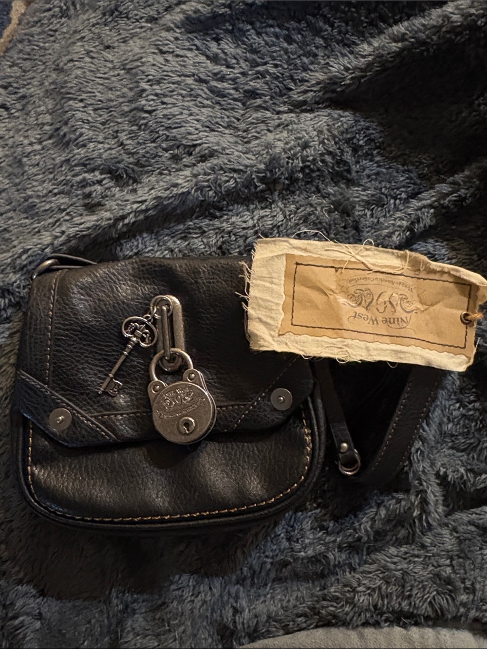 Nine West Vintage America Small Black Crossbody with lock and key Accent